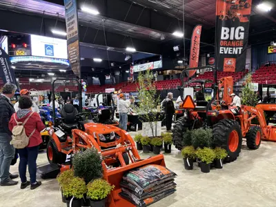 Tractors in the Bayshore as part of a Home Show display