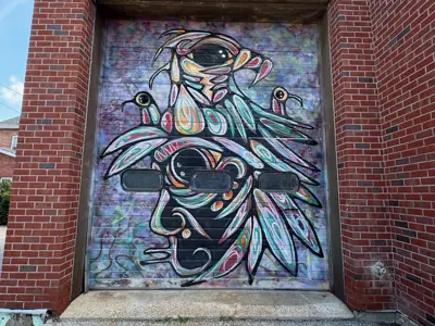 Image of the mural on the loading dock door.