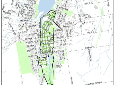 Sewer inspection areas on map