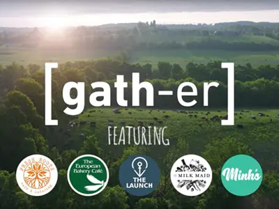 Image from video that says 'Gather'