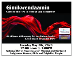 May 5th at 12 p.m. National Day of Awareness for Missing and Murdered Indigenous Women, Girls and 2-Spirited People