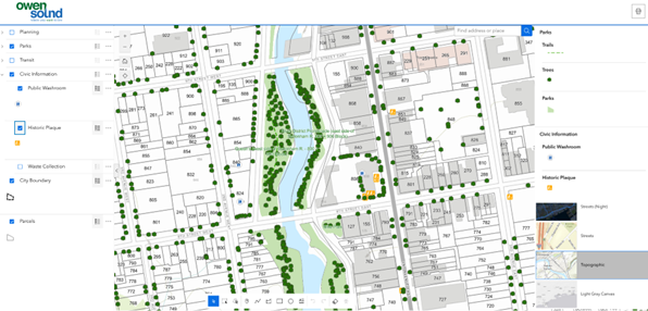 Image of the public interactive GIS map