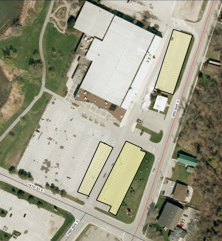 Map of reservered parking spaces at the Bayshore